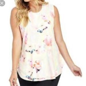 Melissa McCarthy Seven7 Floral Watercolor Blouse Top Size L